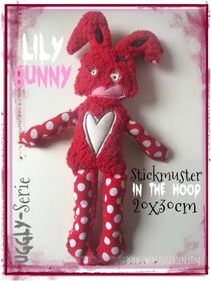♥LILY Bunny♥ Stickmuster ITH 20x30cm UGGLY SERIE