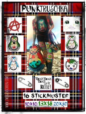 ♥PUNKtruschka♥ Embroidery-File SET Punk MATRUSCHKA 10x10 13x18 20x30cm