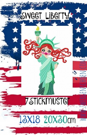♥SWEET LIBERTY♥ Stickmuster FREIHEITsSTATUE Amerika NYC 13x18 20x30cm