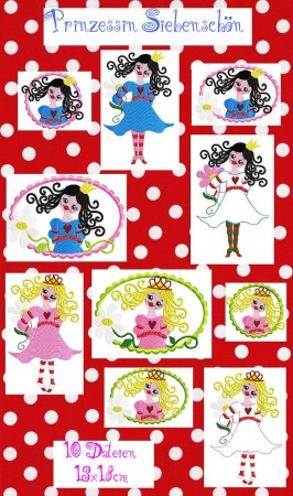 ♥PRINCESS BEAUTYSEVEN♥ Embroidery-File-Set for the hoop 13x18cm