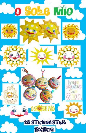 ♥O SOLE MIO♥ SUNNY Embroidery-FILE-SET 13x18cm ITH Special