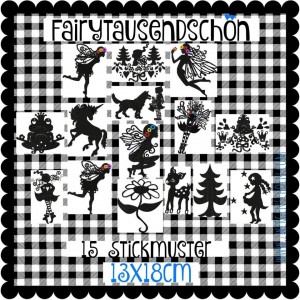 ♥FAIRYtausendSCHÖN♥ Stickdatei SILHOUETTEN Fairy SCHNITTCHEN 13x18cm