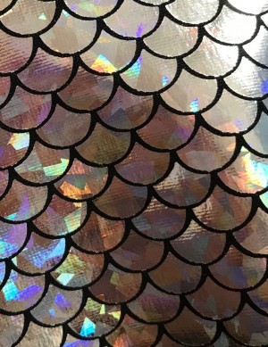♥SCALES♥ 0.3m FOIL Jersey SILVER mermaid FISHTAIL