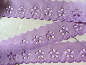 ♥LINGERIE♥ cotton SHABBY CHIC violet 4cm PRICE per METER