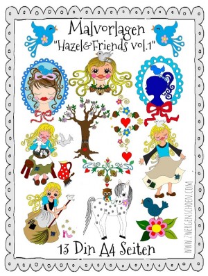 ♥COLORING PAGES♥ HAZEL&Friends vol.1 ZWERGENSCHoeN Cinderella