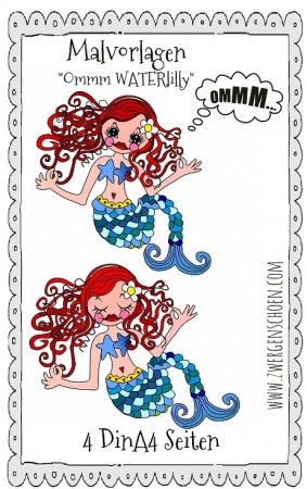 COLOURING PAGES Ommm WATERLILLY Mermaid COPYRIGHT