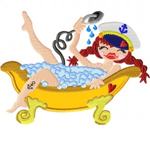 ♥in BATH with SAMMY♥ Embroidery FILE Set BATHTHUMB Sailor GIRL 13x18 18x30 20x26 20x30cm