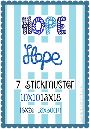 ♥HOPE♥ Stickmuster EINZELMOTIV Rope 10x10 13x18 16x26 18x30cm