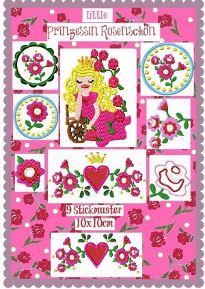 ♥little PRINCESS ROSENSCHoeN♥ Embroidery FILE-SET Sleeping Beauty 10x10cm