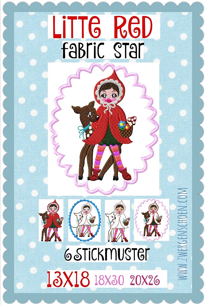 ♥little red♥ fabricstar bella stickmotiv rotkäppchen 13x18