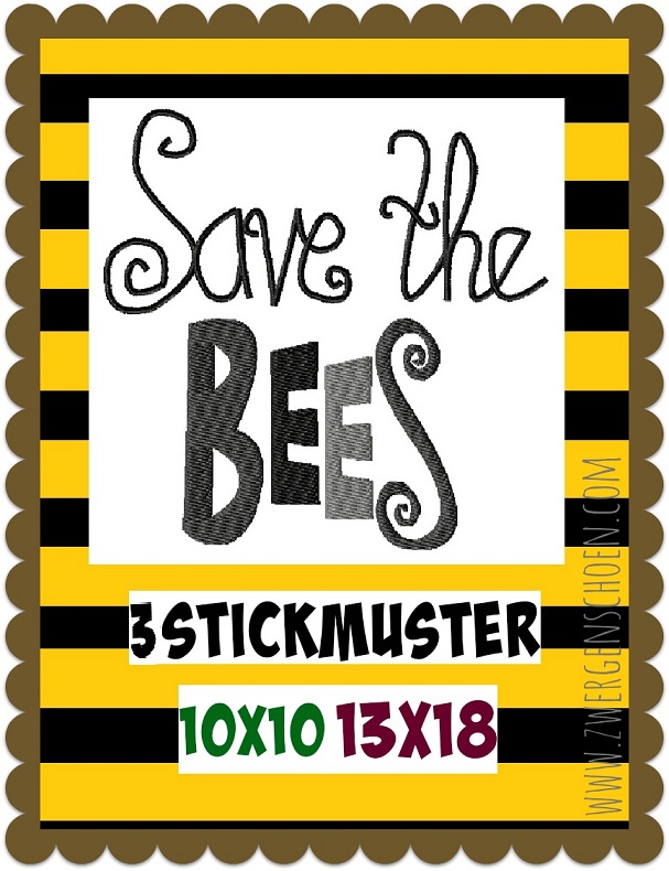 ♥SAVE THE BEES♥ 1€-SPARbie STICKMUSTER Bienen 10x10 13x18cm