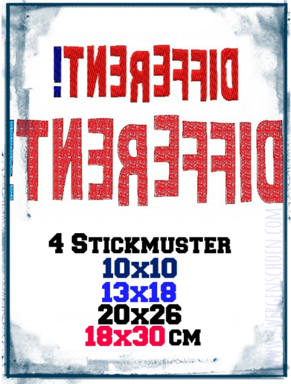 ♥DIFFERENT♥ Stickmuster STATEMENT 10x10 13x18 20x26 18x30cm