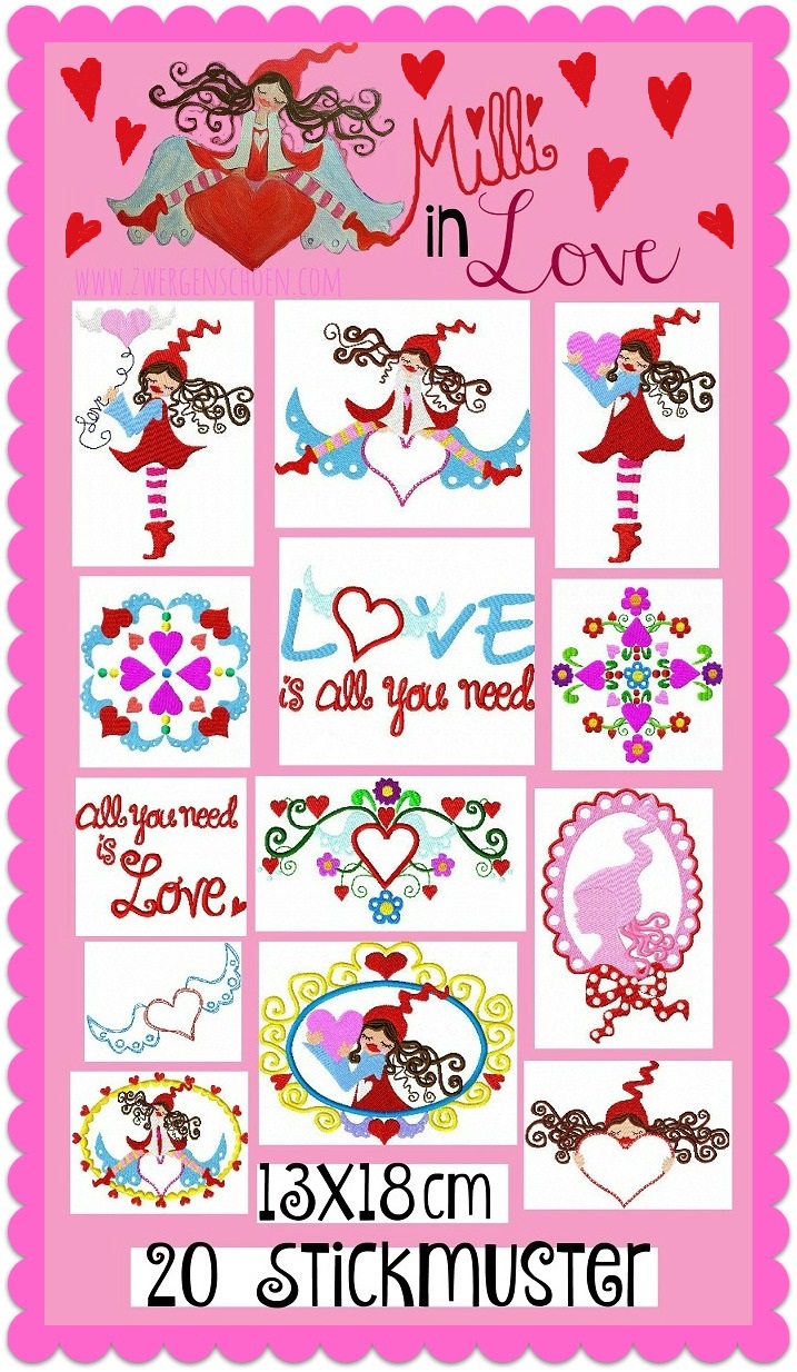♥MILLI in LOVE♥ Embroidery File-Set 13x18cm