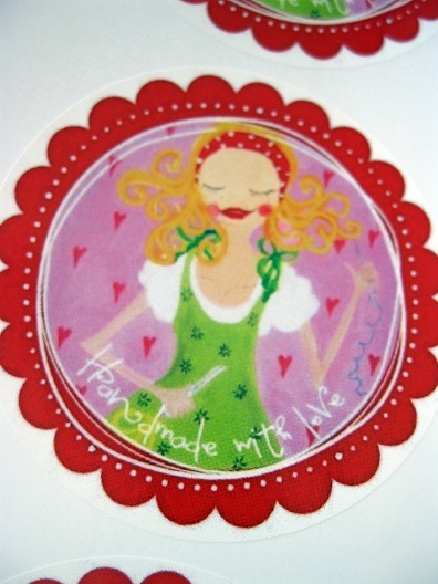 ♥HANDMADE WITH LOVE♥ Aufkleber ROSIE Sticker 20Stck