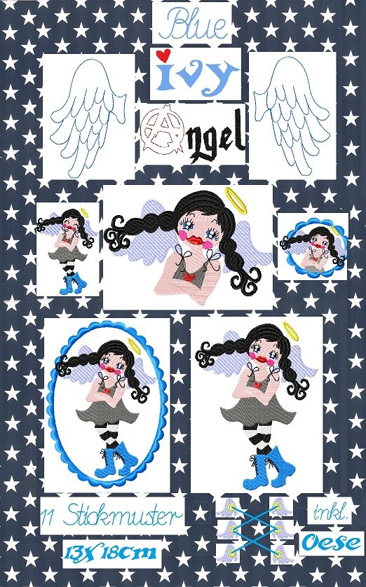 ♥BLUE IVY♥ Gurardian ANGEL Embroidery FILE 13x18cm