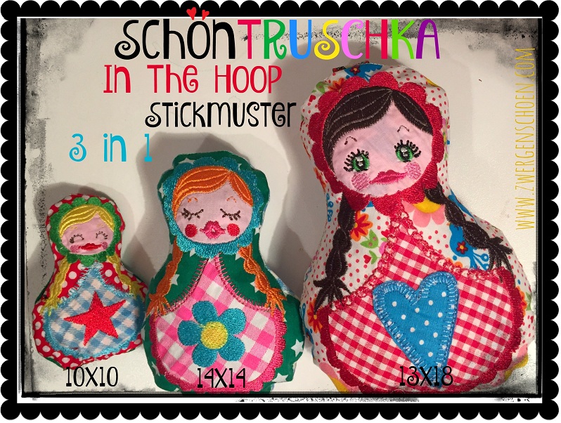 ♥SchönTRUSCHKA♥ 3in1 Embroidery ITH 10x10,14x14,13x18cm IN THE HOOP