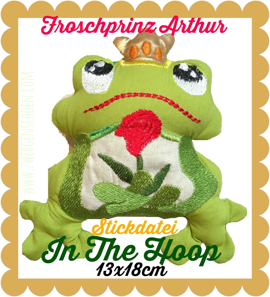 ♥FROGprince ARTHUR♥ ITH Embroidery 13x18cm IN THE HOOP