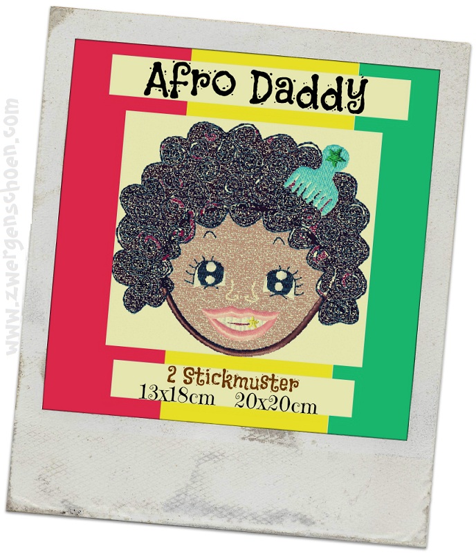 ♥AFRO Daddy♥ Stickdatei APPLIKATION 13x18 20x20cm 1€-SPARbie