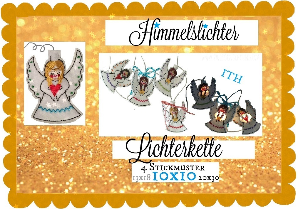 ♥ANGEL LIGHTS♥ Embroidery FILE Angels ITH 10x10