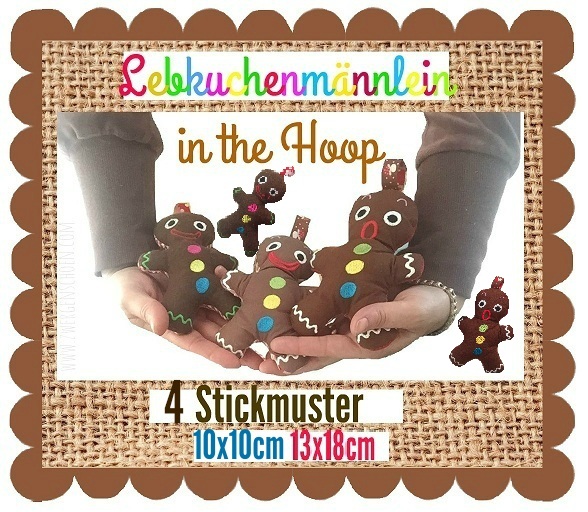 ♥GINGERbreadMAN♥ Embroidery FILE-Set IN THE HOOP 10x10 13x18cm