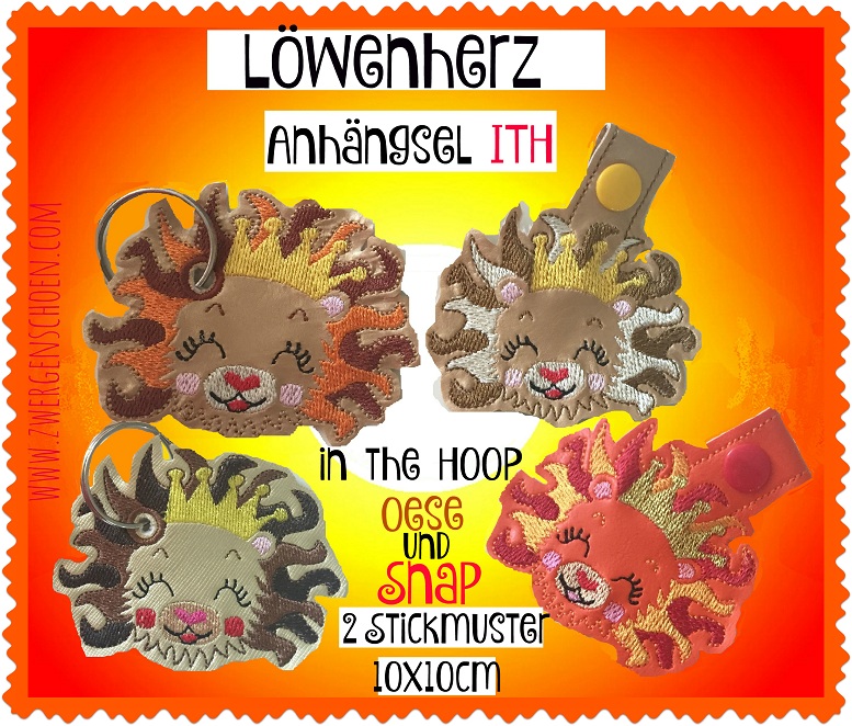 ♥HANGOVER♥ LION BABY Key Fob Snap TAB 10x10cm EMBROIDERY FILE Ith