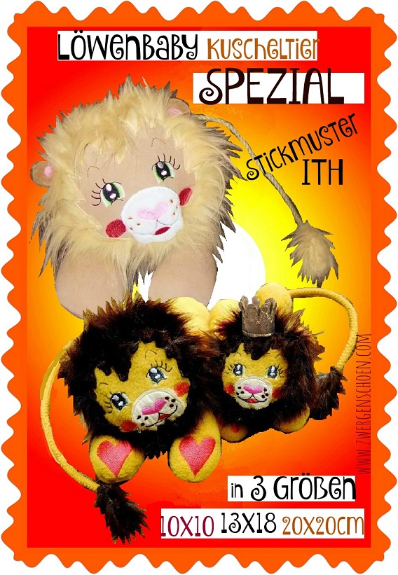 ♥LION-BABY♥ Embroidery PET Lion ITH 10x10 13x18 20x20cm