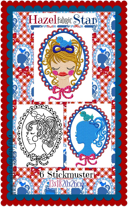 ♥HAZEL&Friends♥ Embroidery-File FABRICstar 13x18 20x26cm