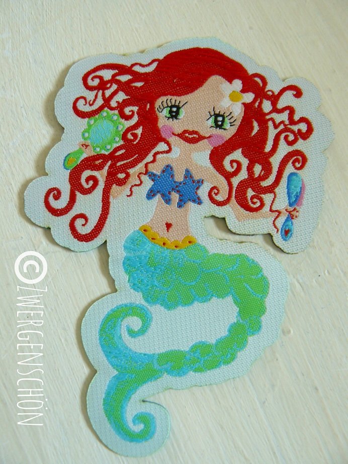 ♥WATERLILLY♥ mermaid WOVEN LABEL iron it! 10cm HIGH!!!