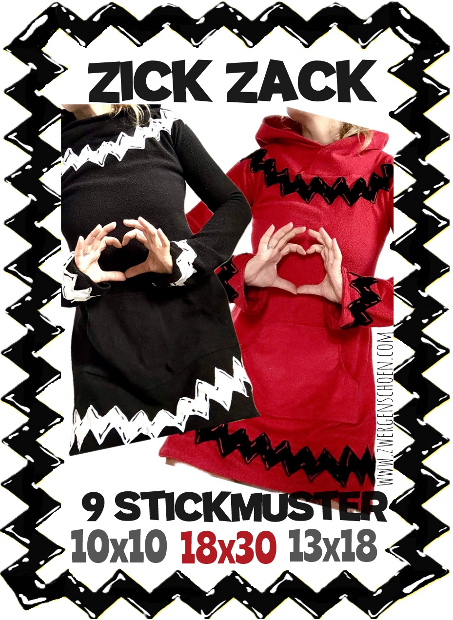 ♥ZICK-ZACK♥ Stickmuster APPLIKATION 10x10 13x18 18x30cm GIGAHOOP